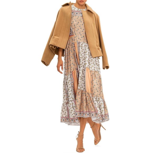 Chloé Follow Bandana-Print Silk Twill Tiered Dress Size S/M NEW - Picture 6 of 12